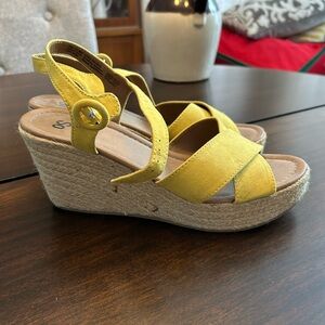 SO Yellow Wedge Sandals